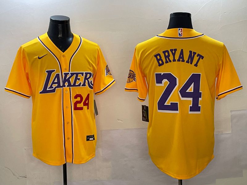 Men Los Angeles Lakers #24 Bryant Yellow Joint Name Nike 2025 NBA Jersey style 6